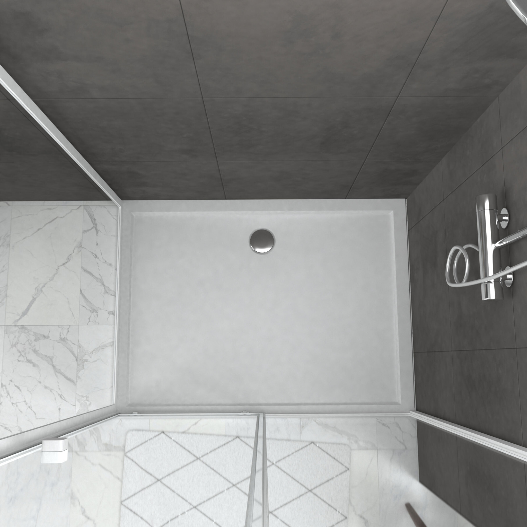 Pack porte de douche Coulissante blanc 120X185 cm + paroi de retour 80cm + receveur à poser - WHITY