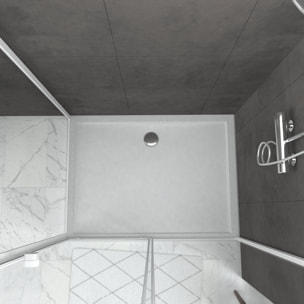 Pack porte de douche Coulissante blanc 120X185 cm + paroi de retour 80cm + receveur à poser - WHITY