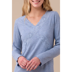 Camicia da notte donna in costina di viscosa articolo classic Noidinotte