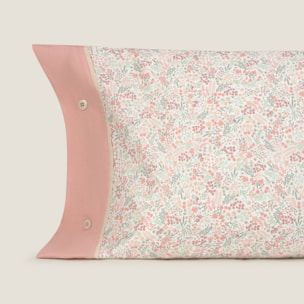 Funda de almoha algodón flores Crepat color rosa 100% Algodón