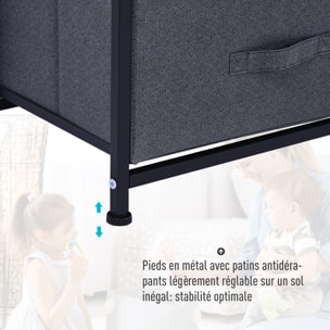 Meuble de rangement 3 tiroirs chiffonnier dim. 45L x 30l x 71H cm métal MDF non tissé noir