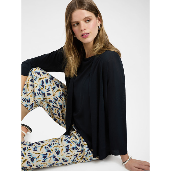 Elena Mirò - Camiseta de corte relajado abierta por delante - Azul