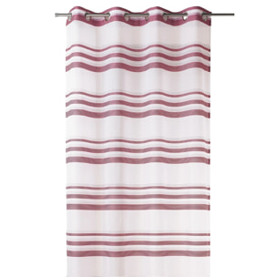 Voilage coloré rayures horizontales - Vieux rose