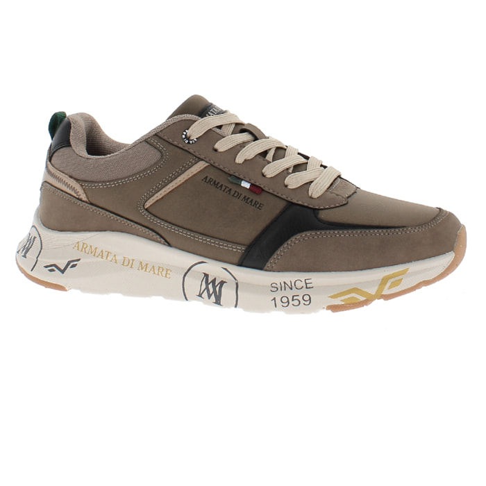 Armata di Mare Scarpe Uomo Sneakers Casual Stringate con Soletta Rimovibile in Memory Foam AMU W24N626 Taupe