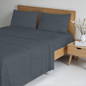 COMPLETO LETTO WATER WASHED, 100% Microfibra, No Stiro - GRIGIO SCURO