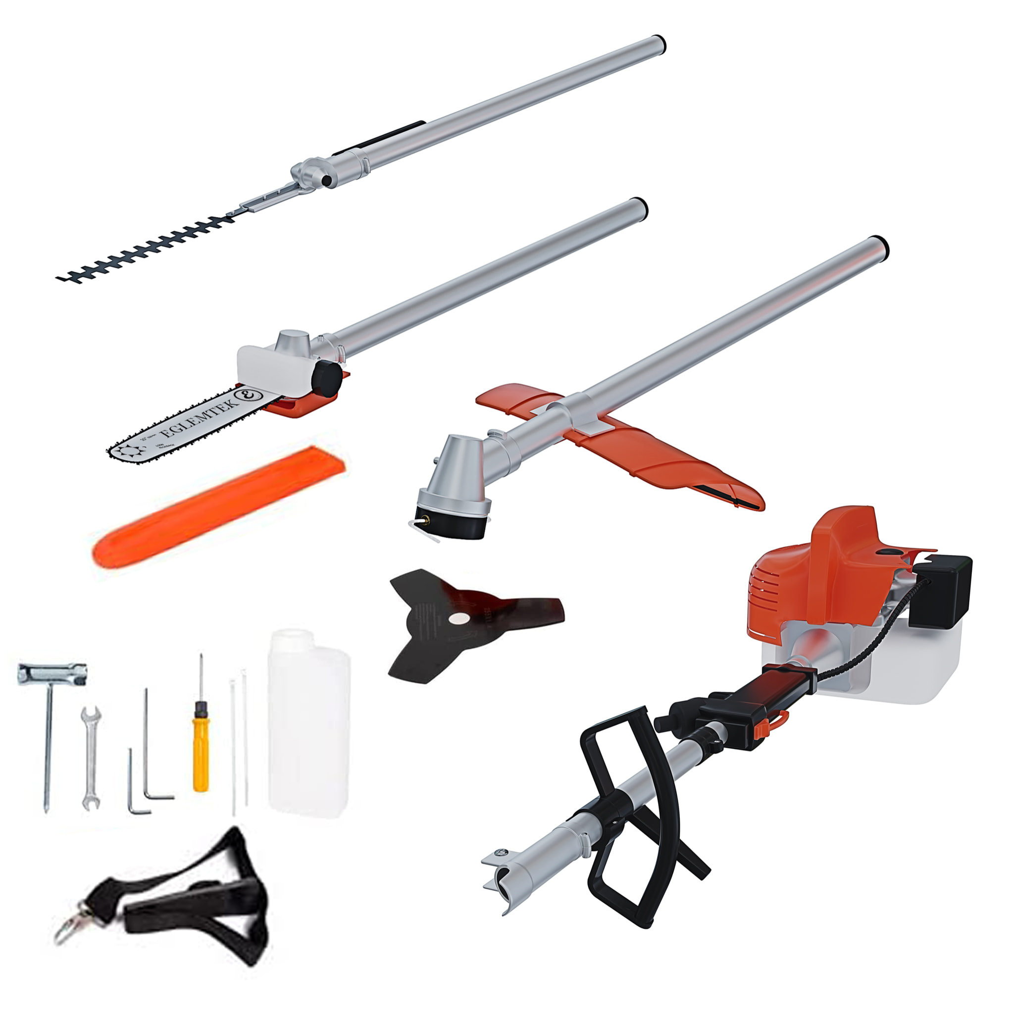 Decespugliatore A Scoppio Benzina 52 cc 4 in 1 Multifunzione Tagliasiepi Troncarami Motosega Tagliabordi Per Uso Domestico Professionale Potatura