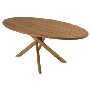 COLINE - Table à manger de jardin ovale 240x120cm en bois de teck recyclé (2 COLIS)