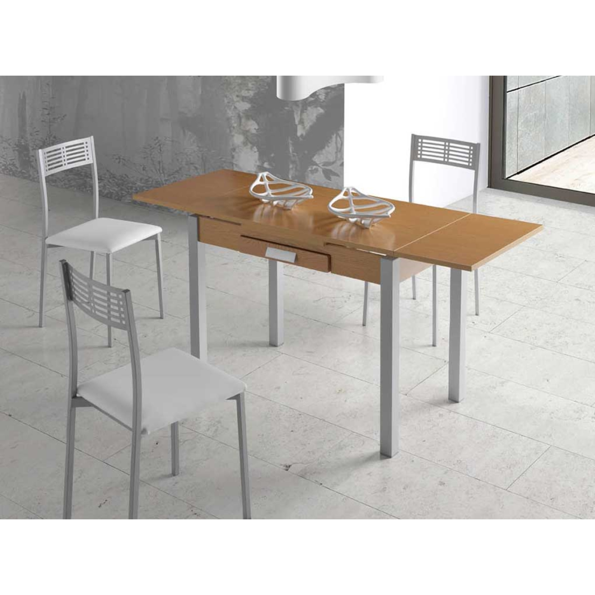 Mesa extensible con cajón