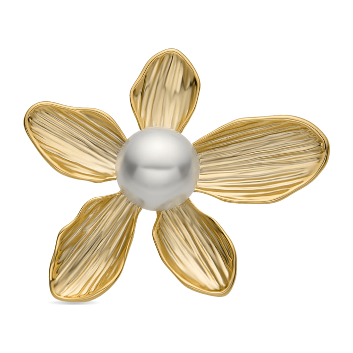 Broche con Perla Blanca acabado oro 18k