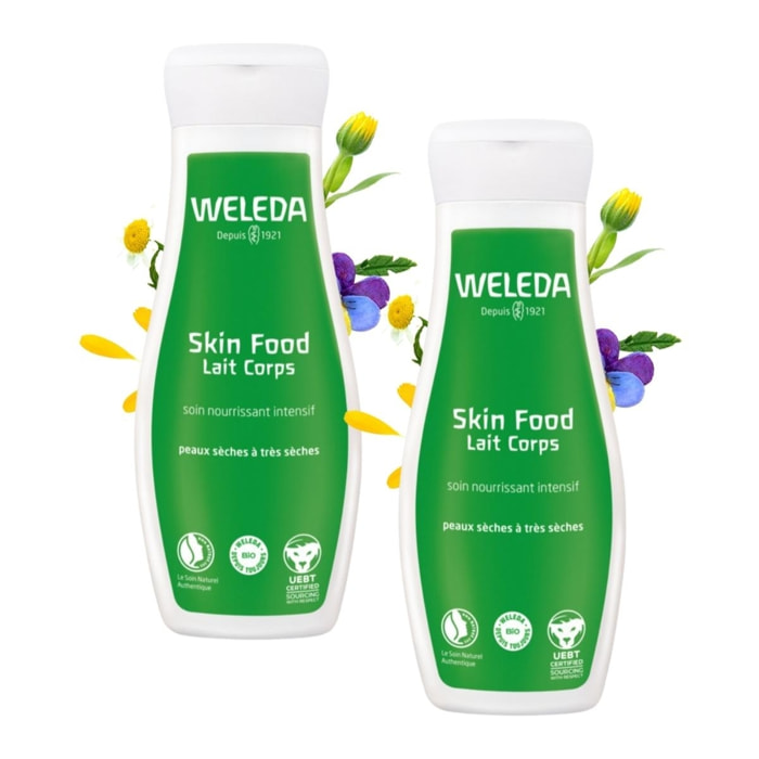 WELEDA - Duo Skin Food lait corps - Soin nourrissant intensif - Vegan* - Certifié Natrue ** - Flacon 200 ml x 2