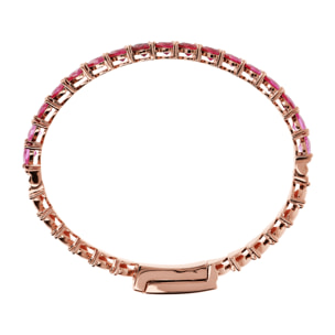 Bracciale Tennis Rigido con Cuori in Cubic Zirconia Rosse e Rosa