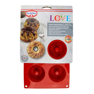 Lot de 2 moules à kougelhofs 6 empreintes 30 x 18 cm Dr.Oetker Flexxibel Love