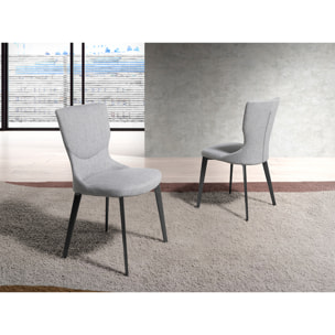 Silla Angel Cerdá con asiento y respaldo tapizados en tela en gris patas de acero inoxidable en gris antracita metal 45x57x84cm