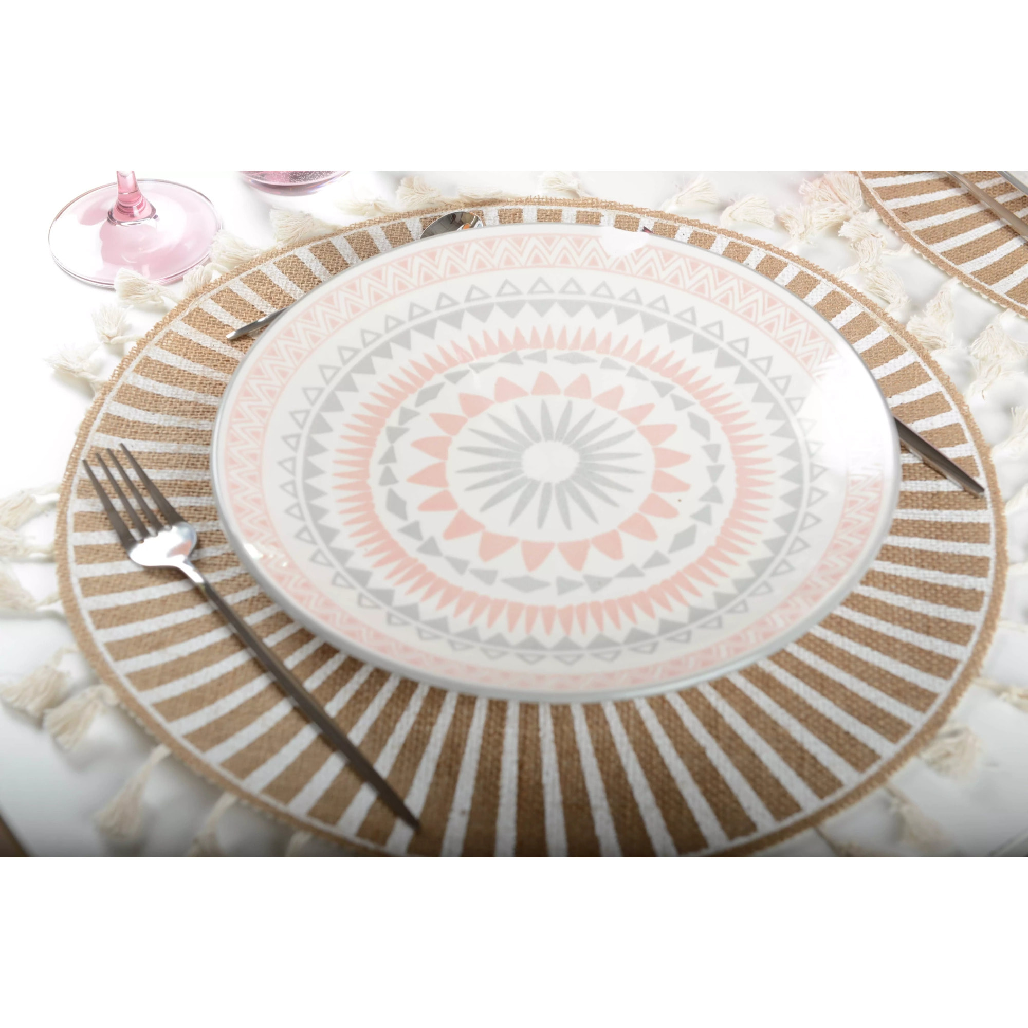 Lot de 6 Dessous d'assiette azteque blanc