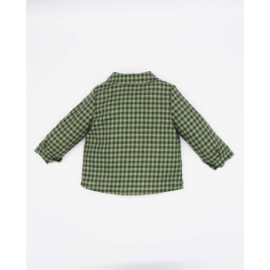 CAMISA CUELLO PICO CUADROS VERDE CAZA