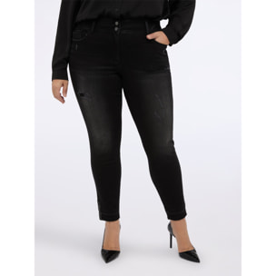 Fiorella Rubino - Jeans skinny con mini strappi e occhielli - Nero