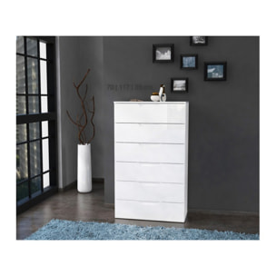 Chiffonnier commode blanc laqué 6 tiroirs - SIENNA