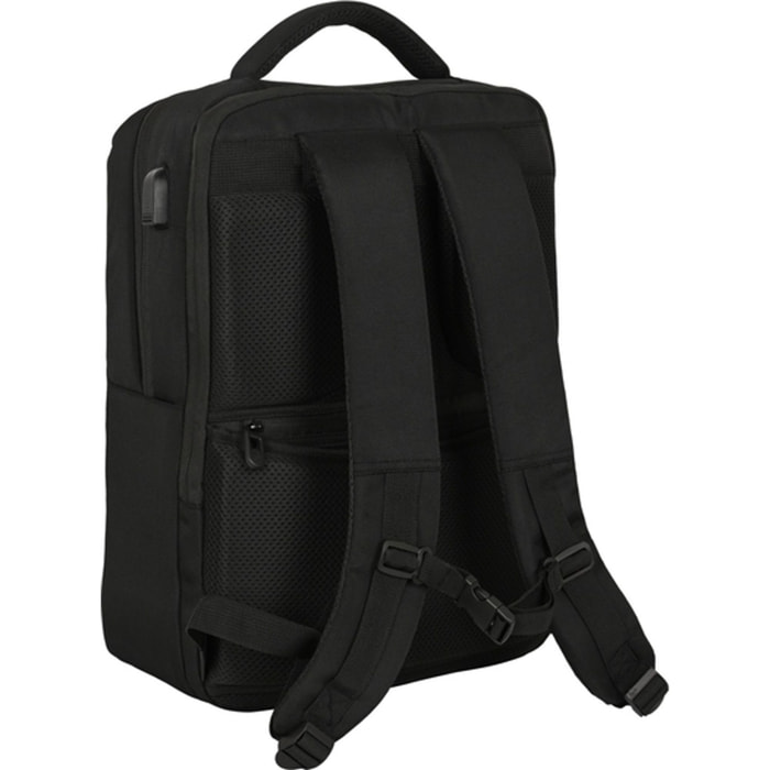 Mochila 2 bolsillos portatil 15,6+usb real madrid premium