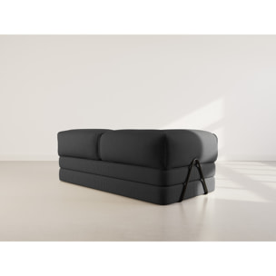 Poppy - canapé 3 places convertible en velours côtelé - Noir
