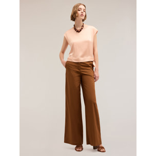 Motivi - Pantaloni palazzo in cotone - Marrone