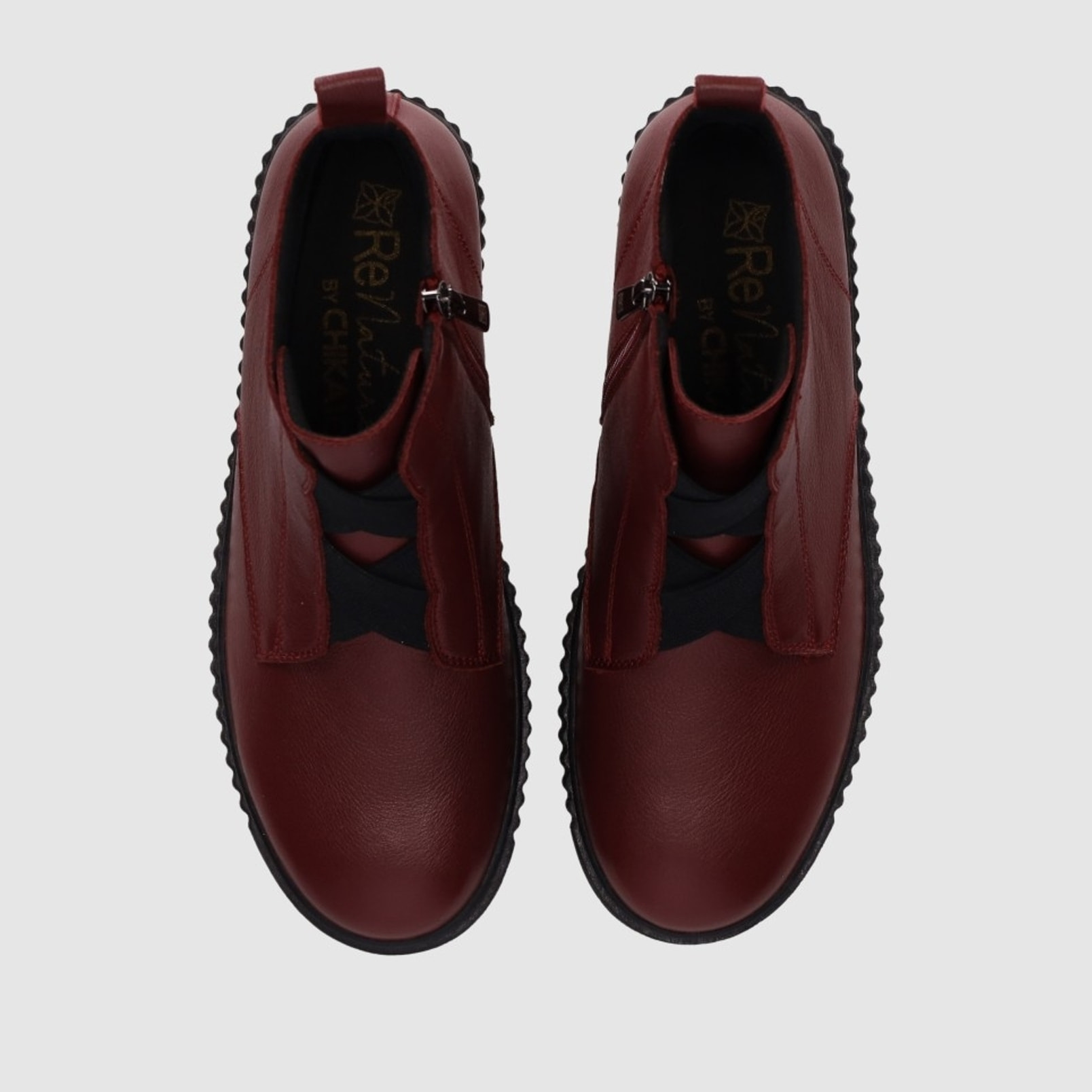 Botines de Piel - Burdeos - Tacón: Bajo