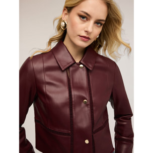 Motivi - Chaqueta cropped con detalles perforados - Burgundy