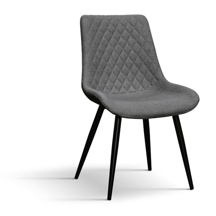 Set di 4 sedie VIENNA in tessuto grigio e gambe in metallo nero