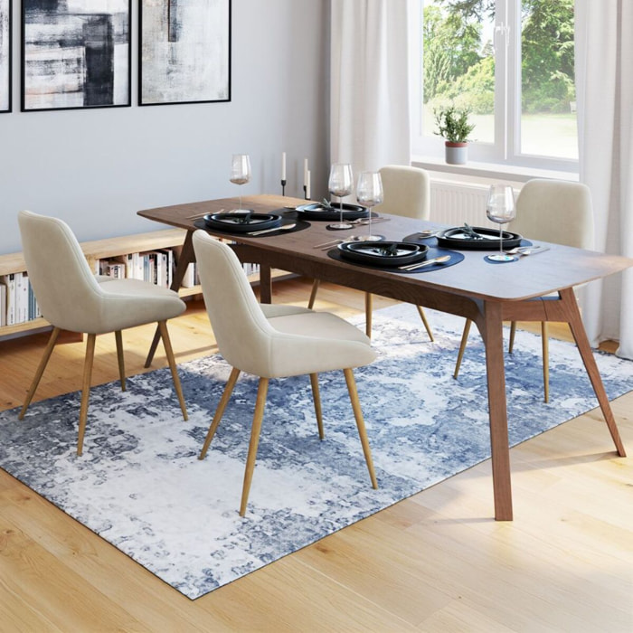 Chaises Olivia en velours crème et pieds bois - lot de 4