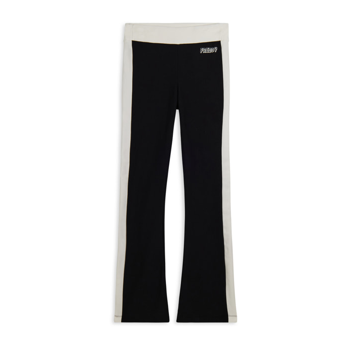 Pantaloni slim flare in felpa con bande laterali