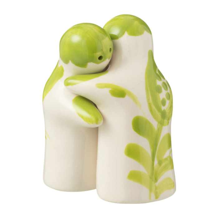 J-Line salière + poivrière Granada - céramique - blanc/vert