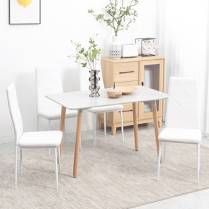 Lot de 4 chaises de salle à manger style Chesterfield acier synthétique blanc