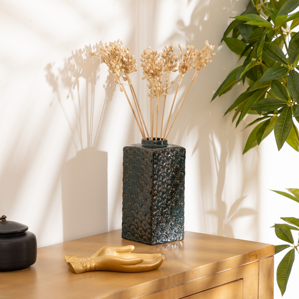 Vase en céramique H24,5cm bleu