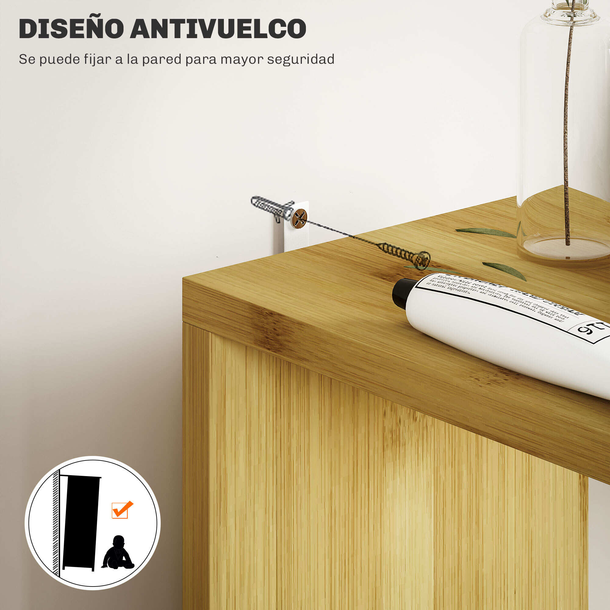 Columna de Baño Mueble de Baño con Puertas y Estantes Abiertos Armario de Baño Moderno 18x30x120 cm Natural