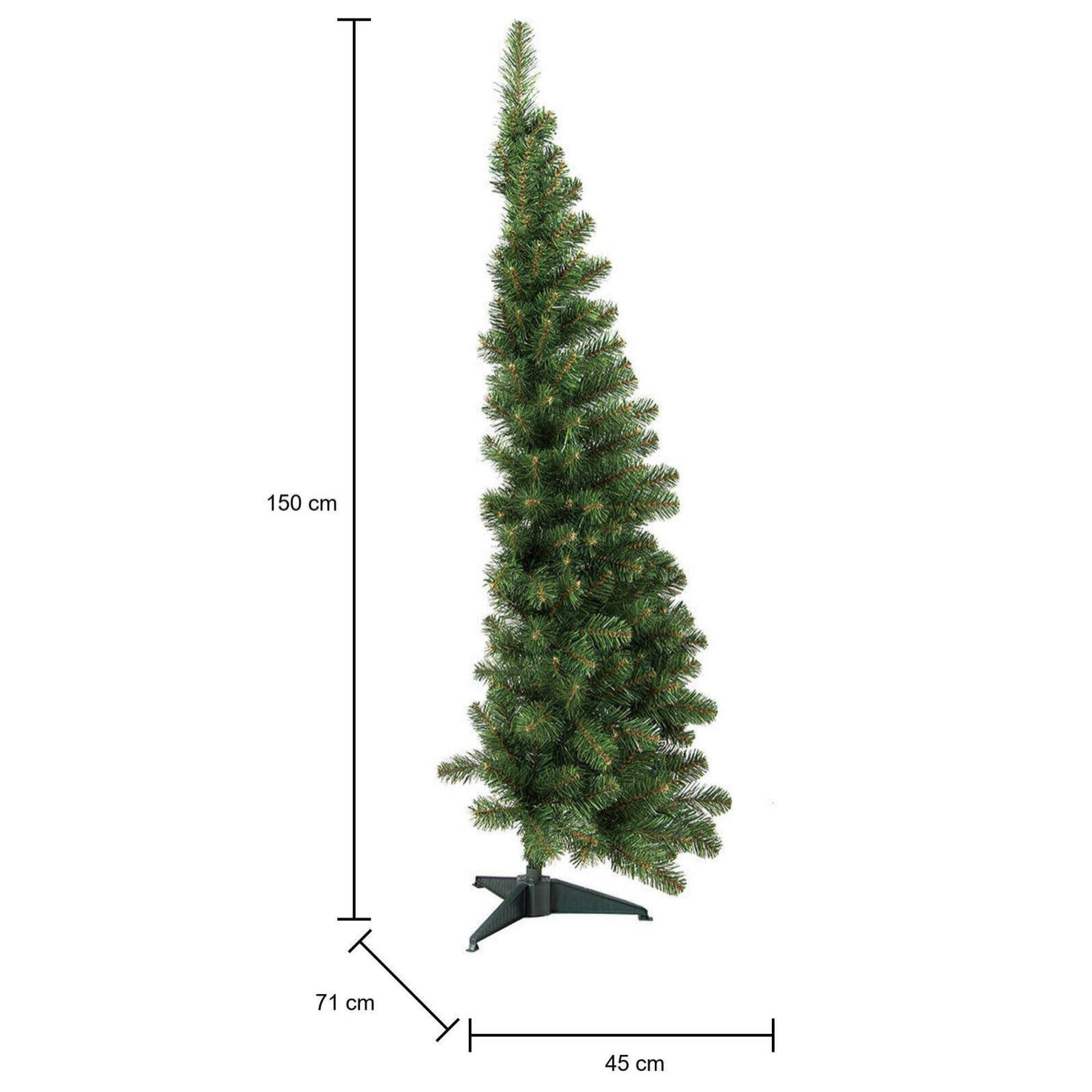 Albero di Natale 150 cm Noel, Pino artificiale, Albero effetto reale, Alberello natalizio extra folto, 45x71 h150 cm, Verde