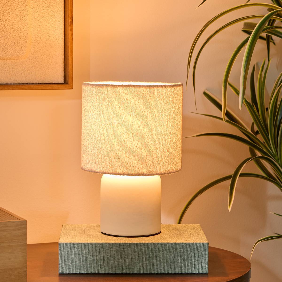 Lampe Kelia cylindrique H.23cm blanc