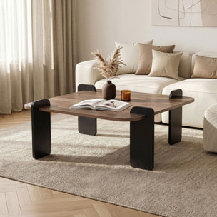 Table basse carrée effet noyer 90x90 cm BROOKLYN