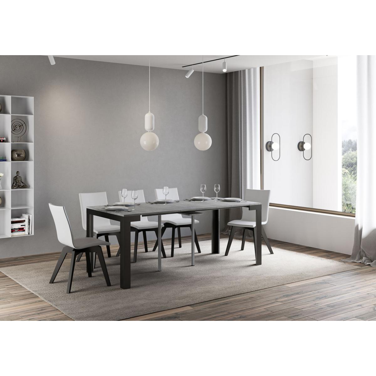 Consola extensible 90x40/196 cm Linea Evolution Small Cemento estructura Antracita