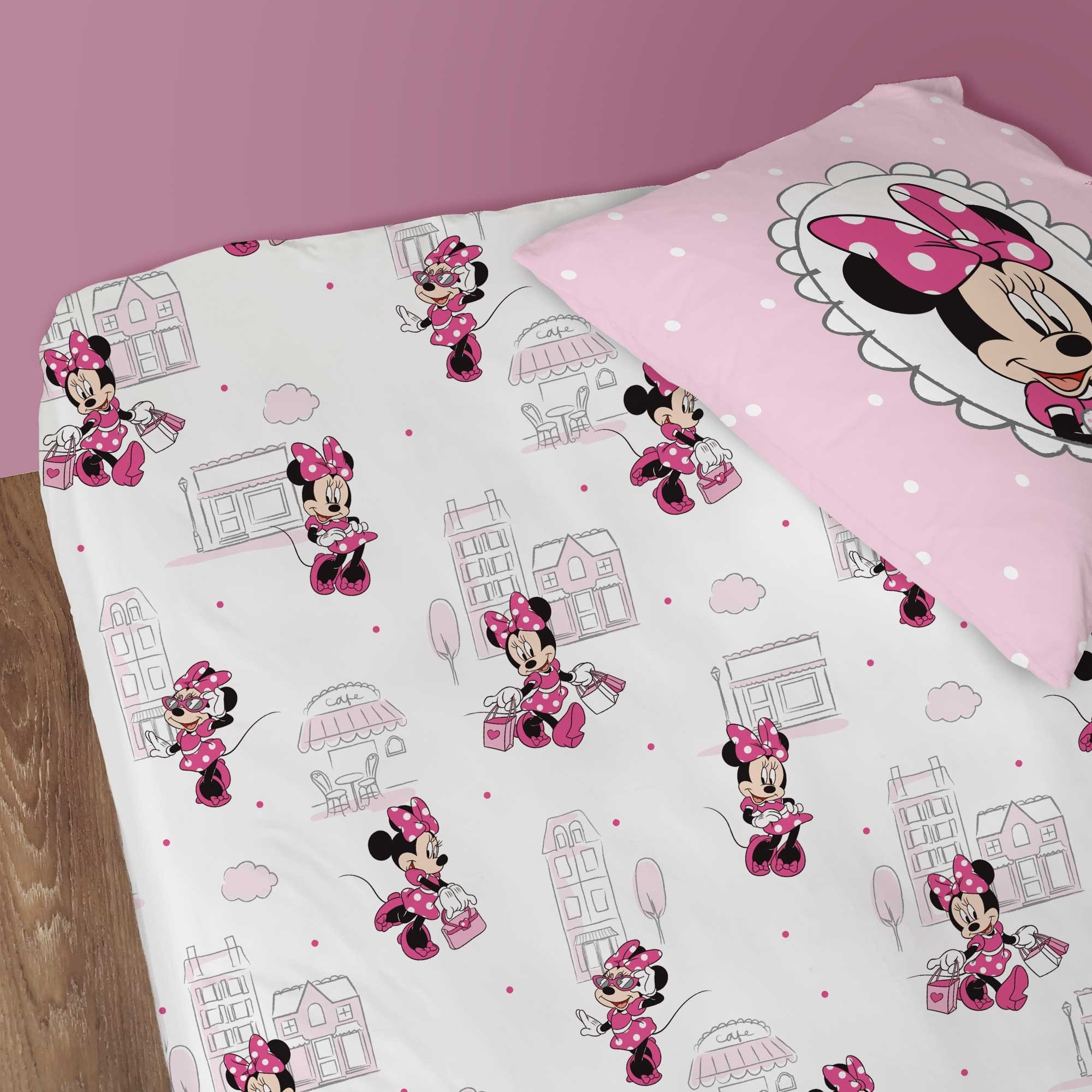 Drap-housse imprimé 100% coton, DISNEY HOME MINNIE SHOPPING