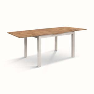 Tavolo POSITANO in legno effetto rovere e gambe bianche, allungabile 140X80 cm - 220x90 cm