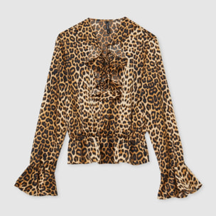 Blusa animalier con rouches