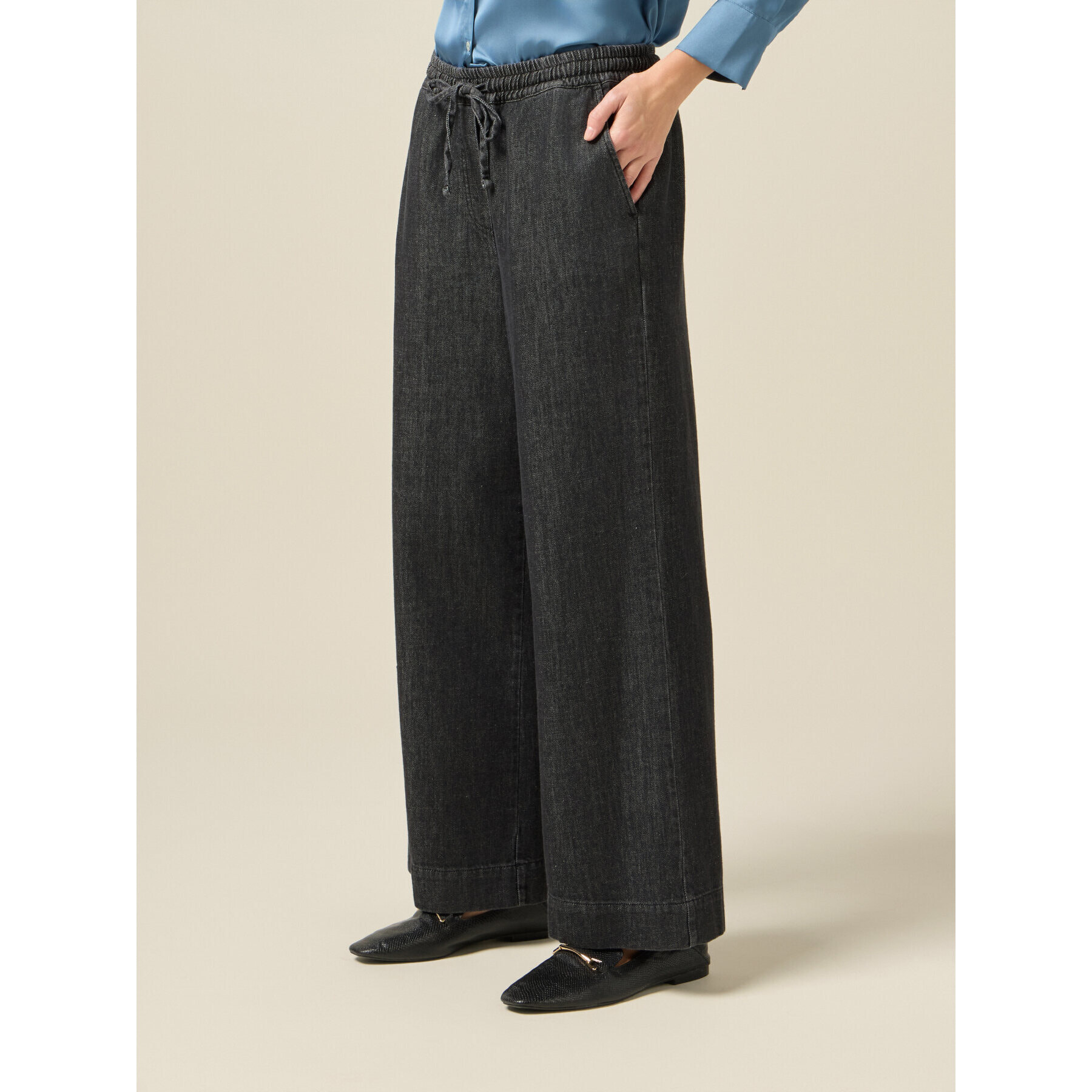 Oltre - Jeans joggers palazzo - Gris