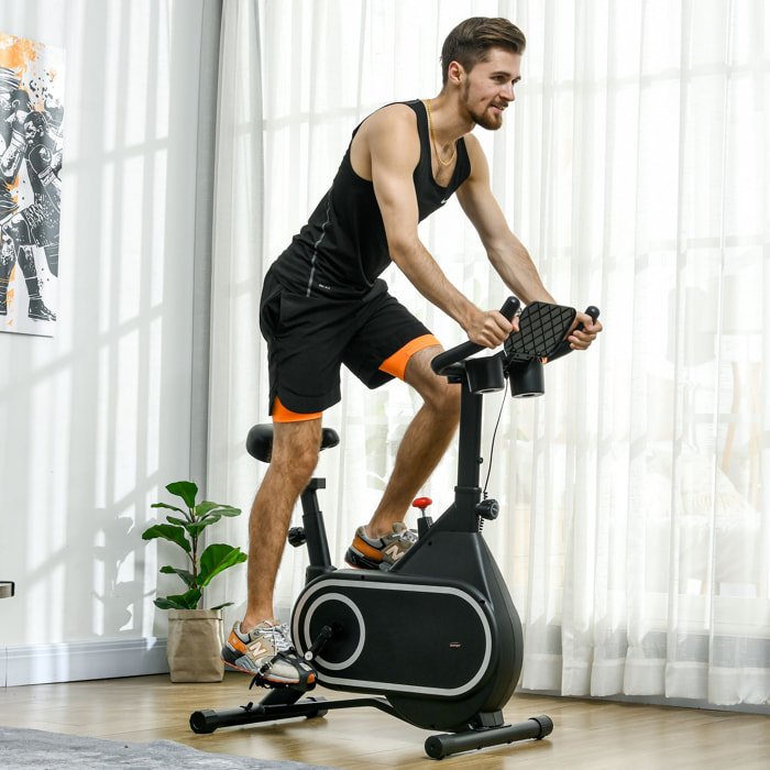 Bicicleta Estática Bici Estática con Volante de Inercia 4 kg Resistencia Magnética Ajustable Pantalla LCD Silencioso Asiento Ajustable y Soporte de Vasos Carga 120 kg para Casa Gimnasio Negro