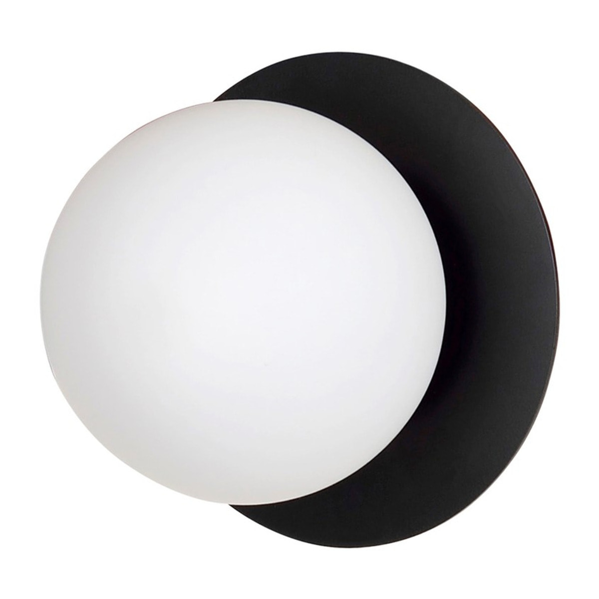 Applique Minerva in acciaio nero con diffusore in vetro