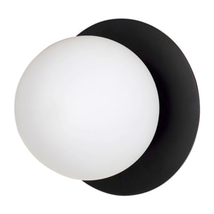 Applique Minerva in acciaio nero con diffusore in vetro