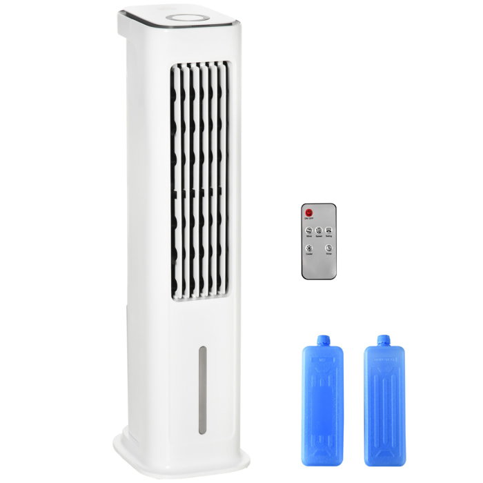 Climatizador Evaporativo 75W Altura 86 cm Oscilante con Control Remoto Depósito 5L 3 Modos 3 Velocidades Temporizador 12h y Pantalla LED Táctil 23x29x86 cm Blanco