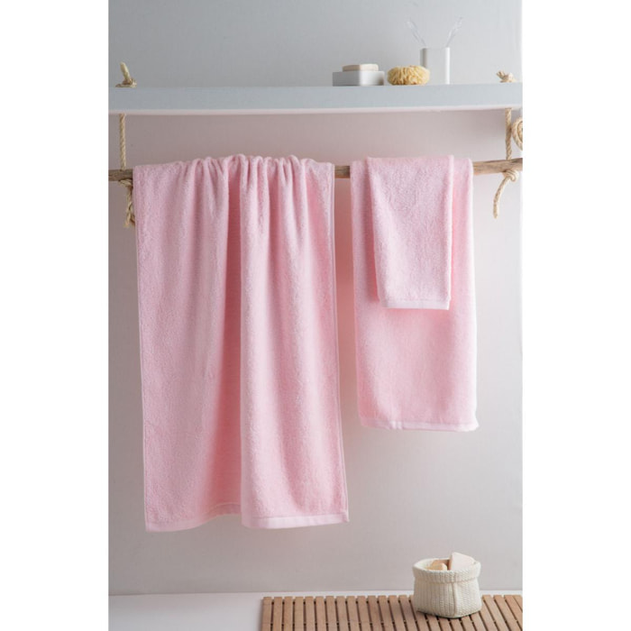 Set de 3 serviettes en coton 550 gr/m2 couleur rose