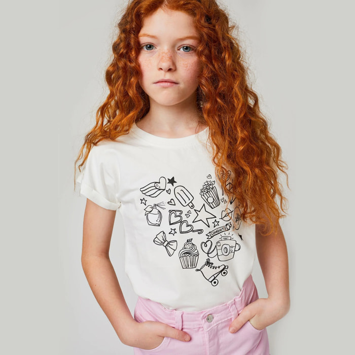 Camiseta de niña "Corazones" que cambia de color