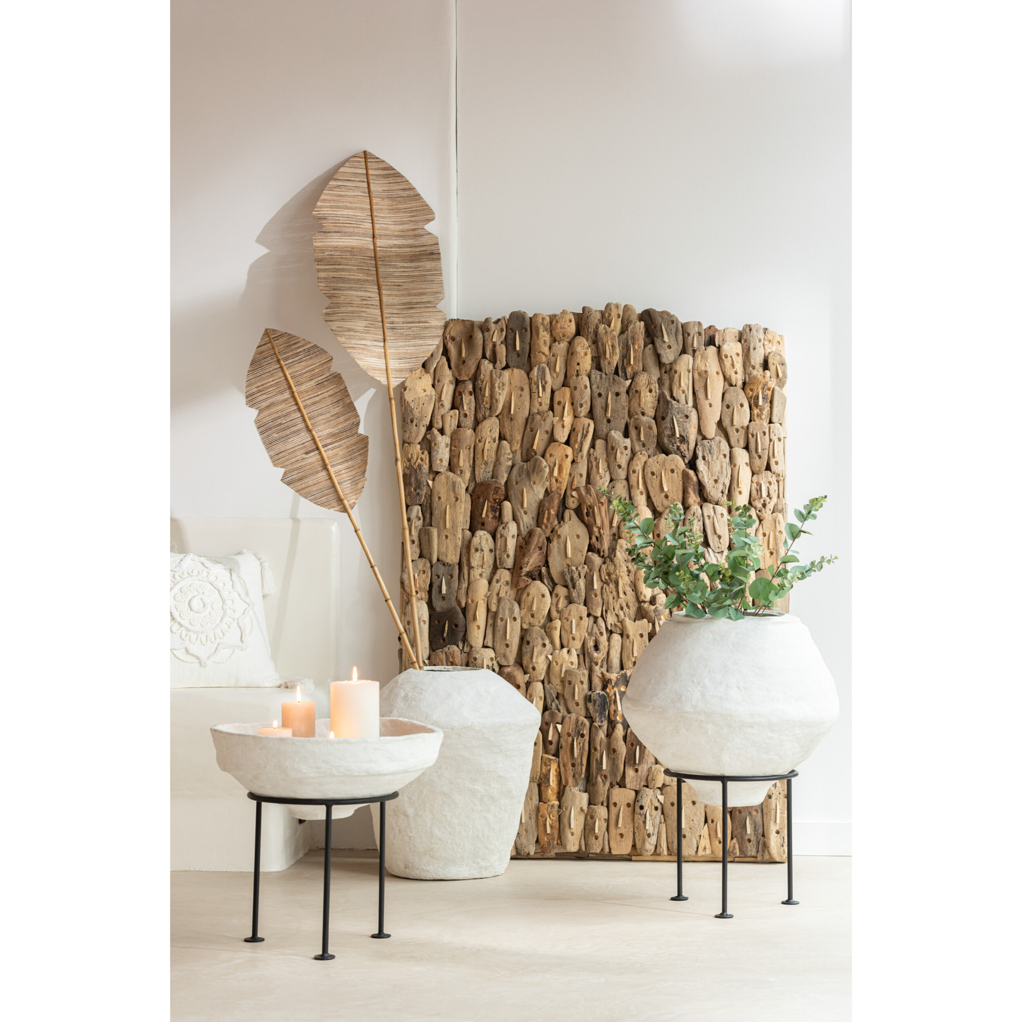 J-Line vase Large Chad - papier maché - blanc - 68 cm de hauteur