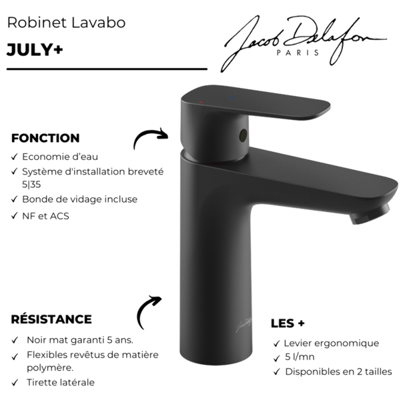 Mitigeur lavabo S JACOB DELAFON July+