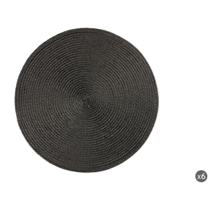 Set de 6 sets de table ronds Excelsa – Round, Polypropylène Noir